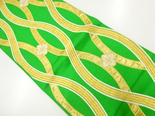 JAPANESE KIMONO / ANTIQUE FUKURO OBI / SILK / WOVEN TATEWAKU PATTERN